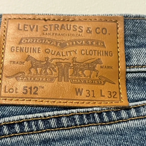Levi’s Selvidge Slim Taper 512 Jeans with Patches Size 31 x 32